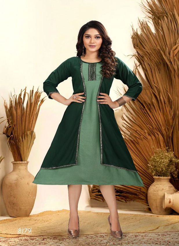 Golden Poonam 1 Regular Wear Rayon Kurti With Jacket Collection